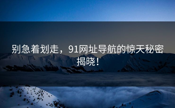 别急着划走，91网址导航的惊天秘密揭晓！-第1张图片-杏吧最新直播平台入口