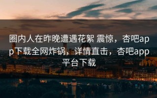 圈内人在昨晚遭遇花絮 震惊，杏吧app下载全网炸锅，详情直击，杏吧app平台下载