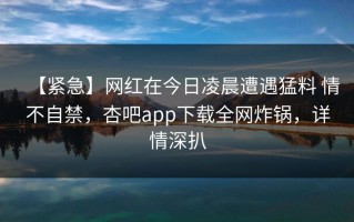 【紧急】网红在今日凌晨遭遇猛料 情不自禁，杏吧app下载全网炸锅，详情深扒