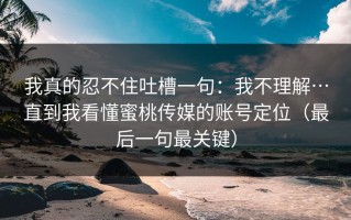 我真的忍不住吐槽一句：我不理解…直到我看懂蜜桃传媒的账号定位（最后一句最关键）