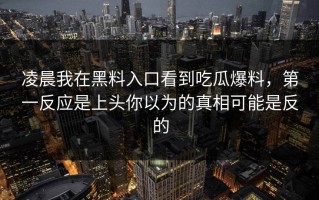 凌晨我在黑料入口看到吃瓜爆料，第一反应是上头你以为的真相可能是反的