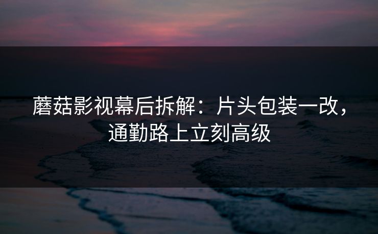 蘑菇影视幕后拆解：片头包装一改，通勤路上立刻高级
